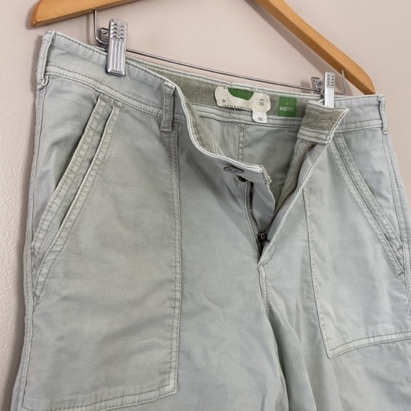 Anthropologie Eyelet Wanderer Utility Cotton Blend Pants Light Mint Green Sz 30 - Picture 9 of 14